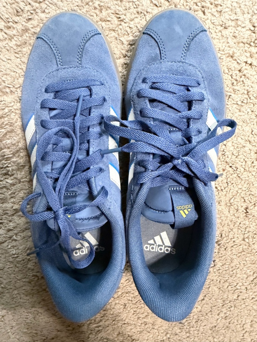 adidas Blue Suede Low-Top Sneakers with White Stripes